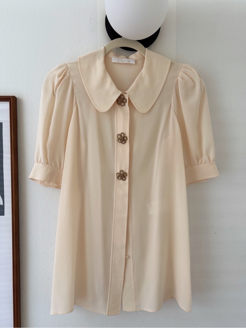 Chloe authentic cream silk puff sleeve blouse